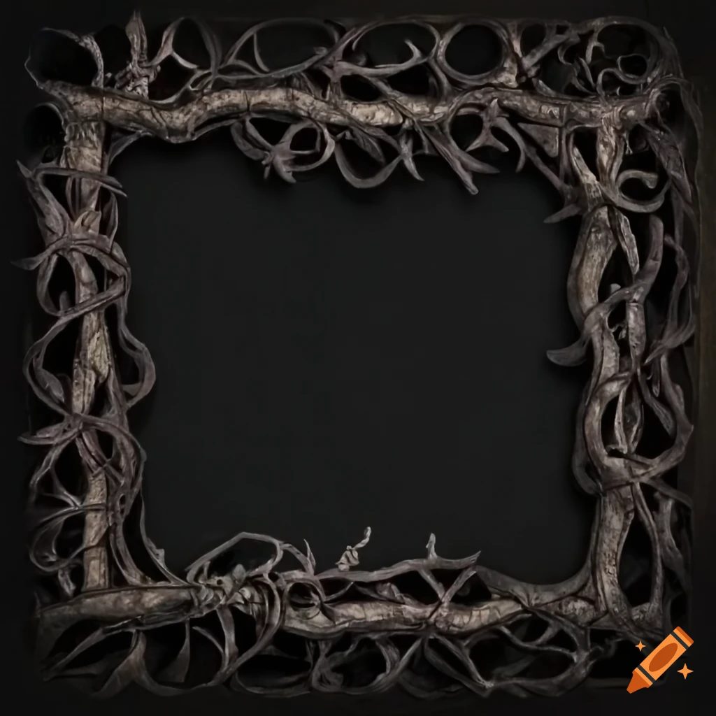 Gothic style vines frame with Tim Burton inspiration
