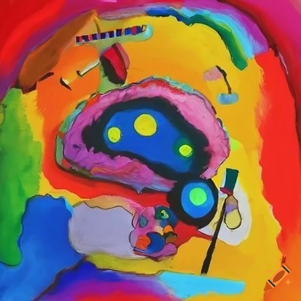 Vibrant colorful painting of an angry boss by Kandinsky and Karel Appel