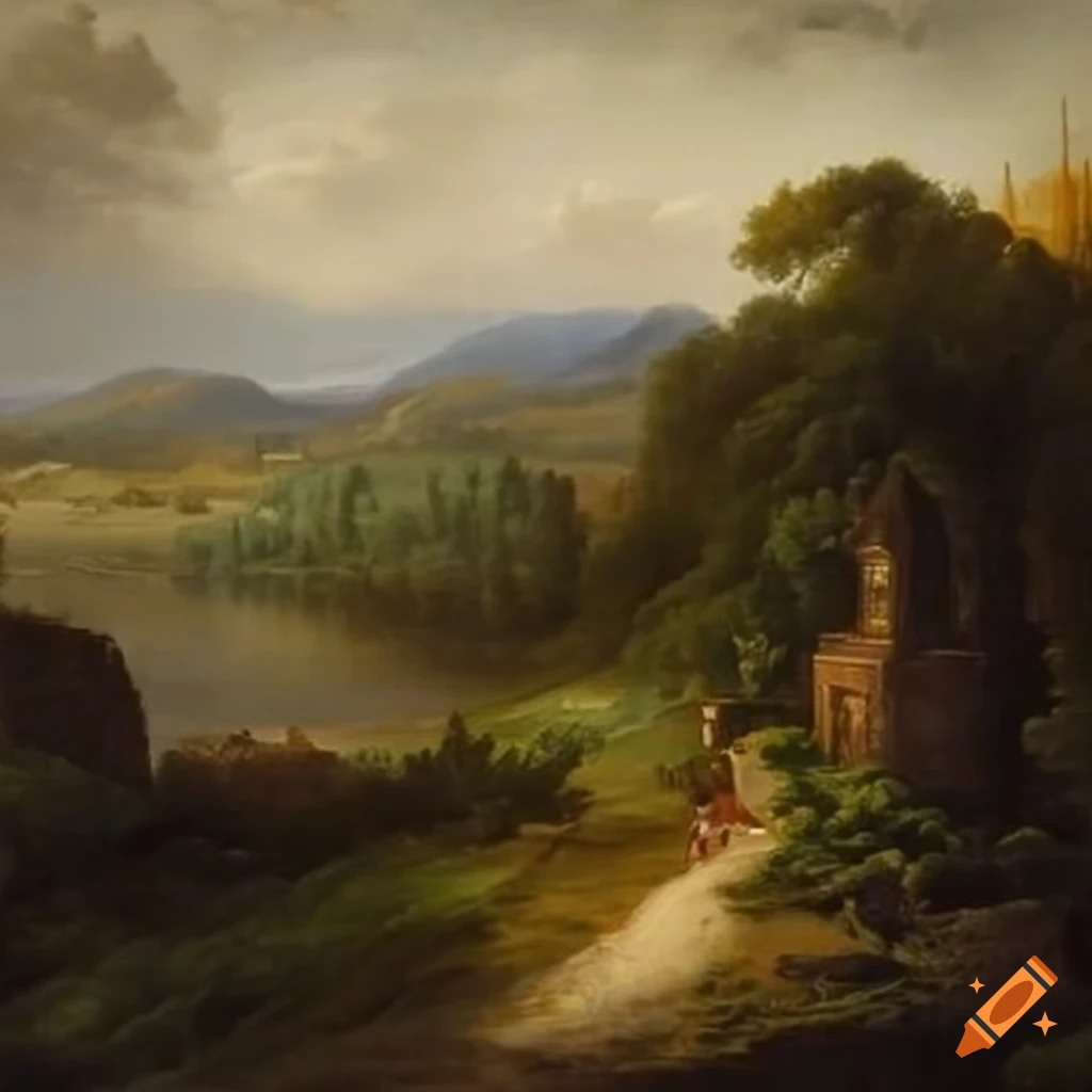 Beautiful Renaissance landscape painting