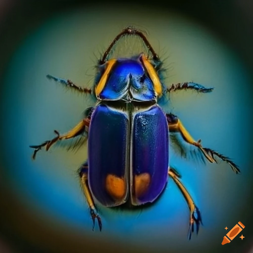 Long blue scarab with wings