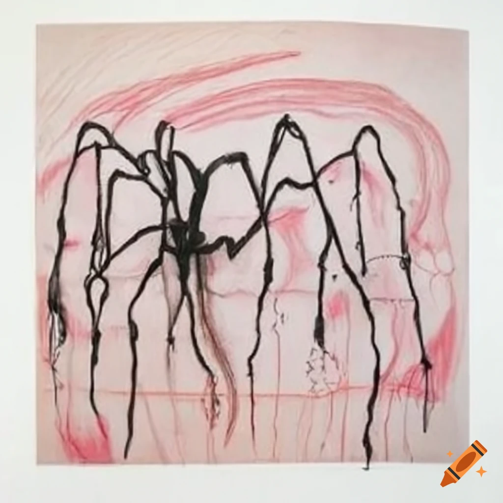 Collaborative drawing by Cy Twombly and Louise Bourgeois with subconscious, cosmos, and flowers themes