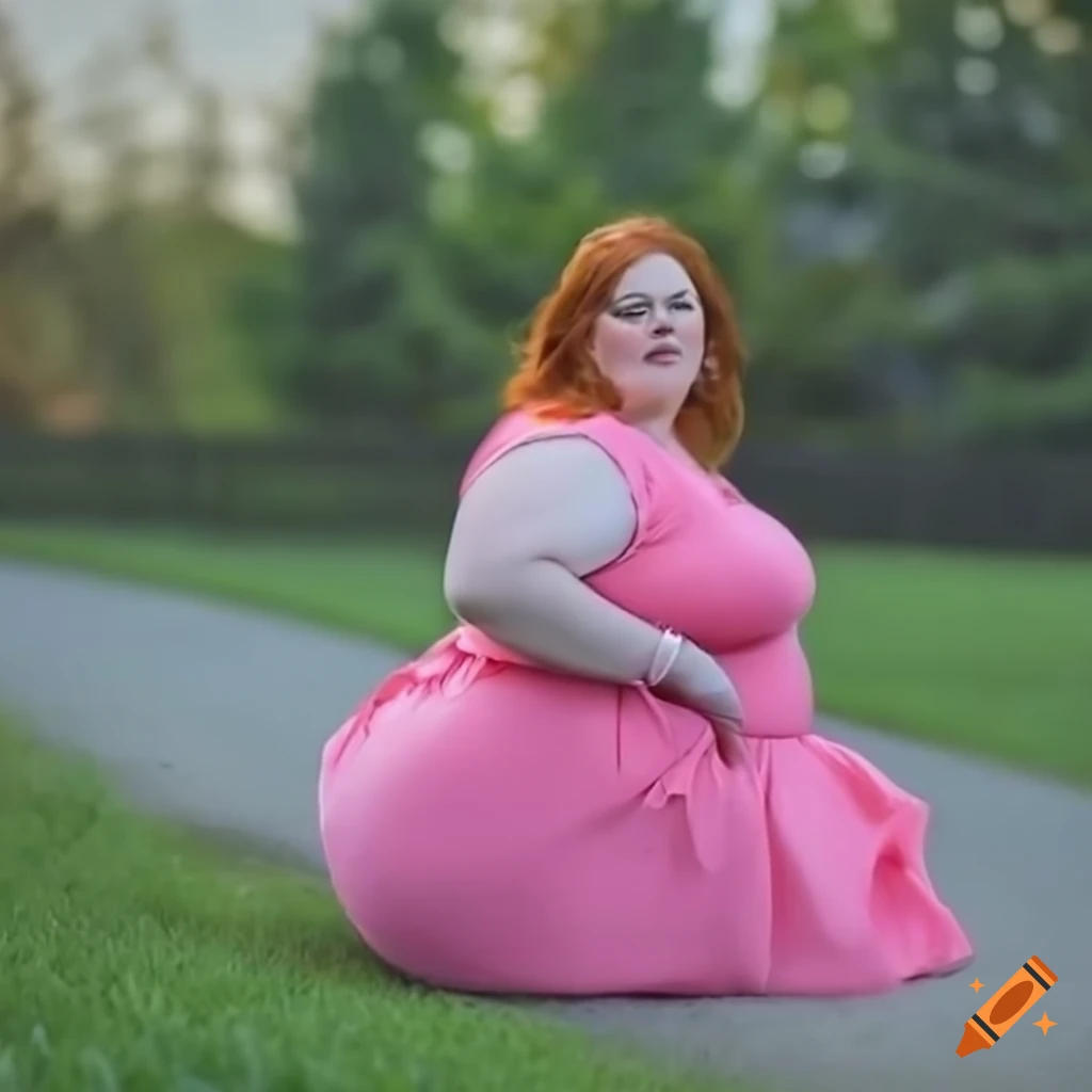 Voluptuous plus-size ginger girl in her 20s with pale blushy skin