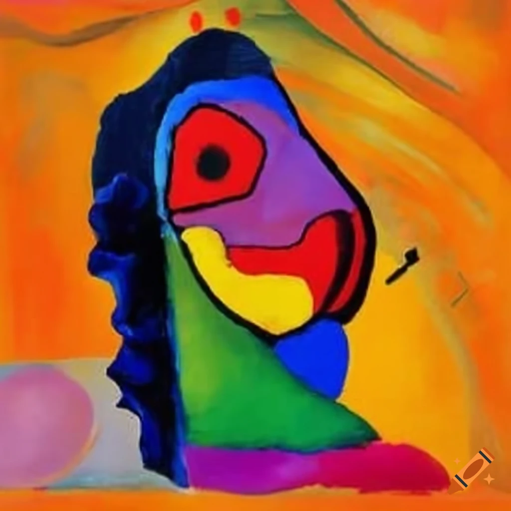 Vibrant colorful painting of a pregnant woman by Kandinsky and Karel Appel