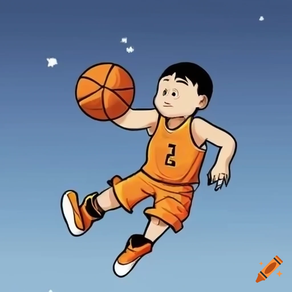 Basketball drawing in space, a coloring drawing