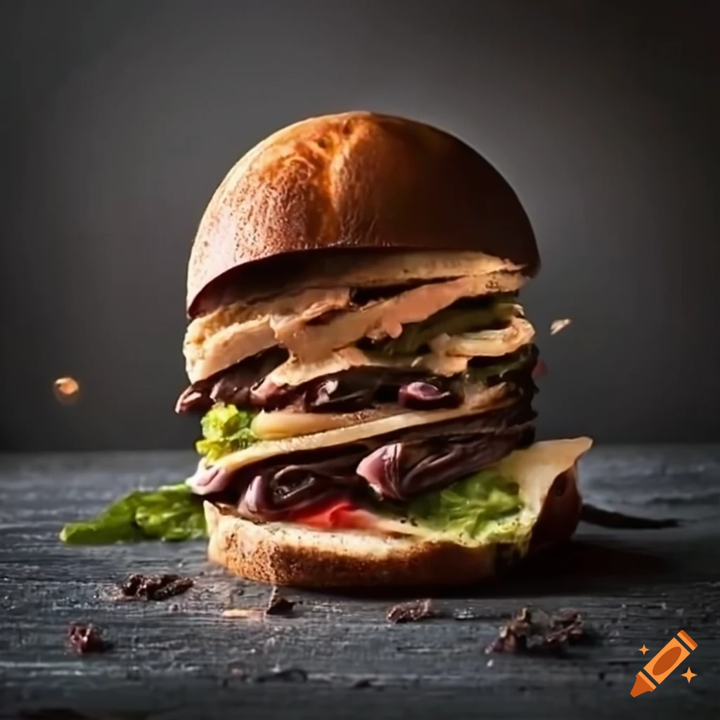 Grizzly black ooze coming out of a tuna sandwich
