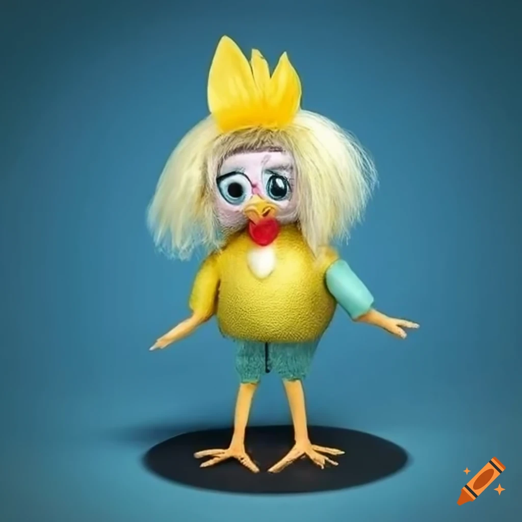 Chicken in a blonde wig