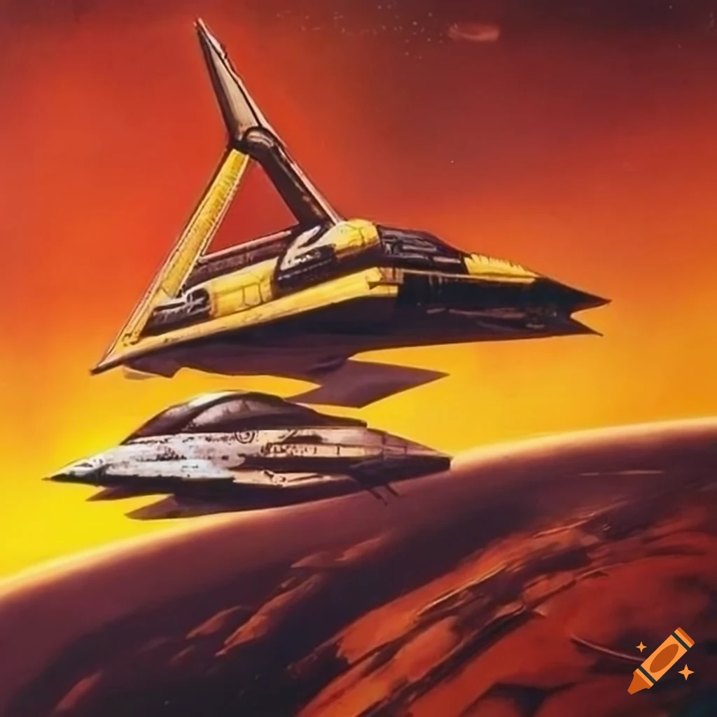 70s Sci-fi Martian light attack shuttle art by Chris Foss