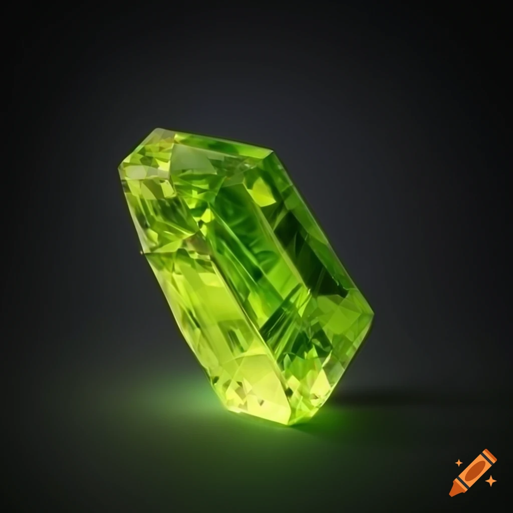 High definition peridot crystal on black background