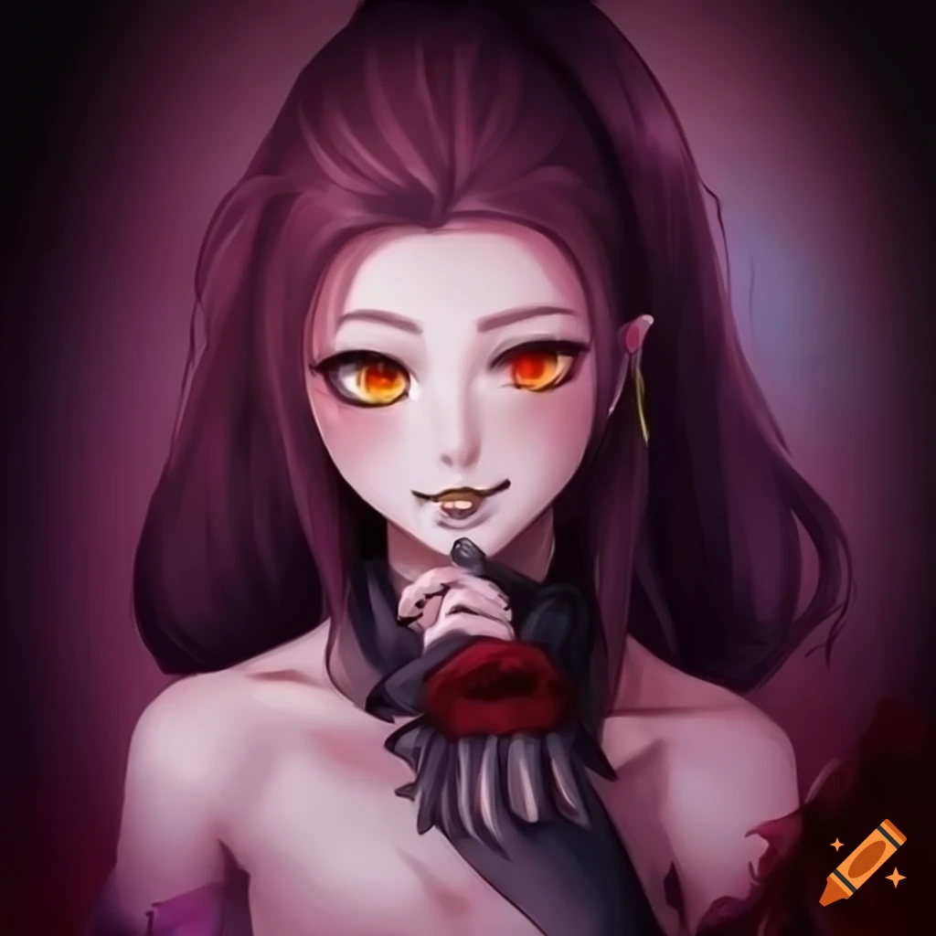 Cute and funny half-vampire half-witch character with PhongVan background