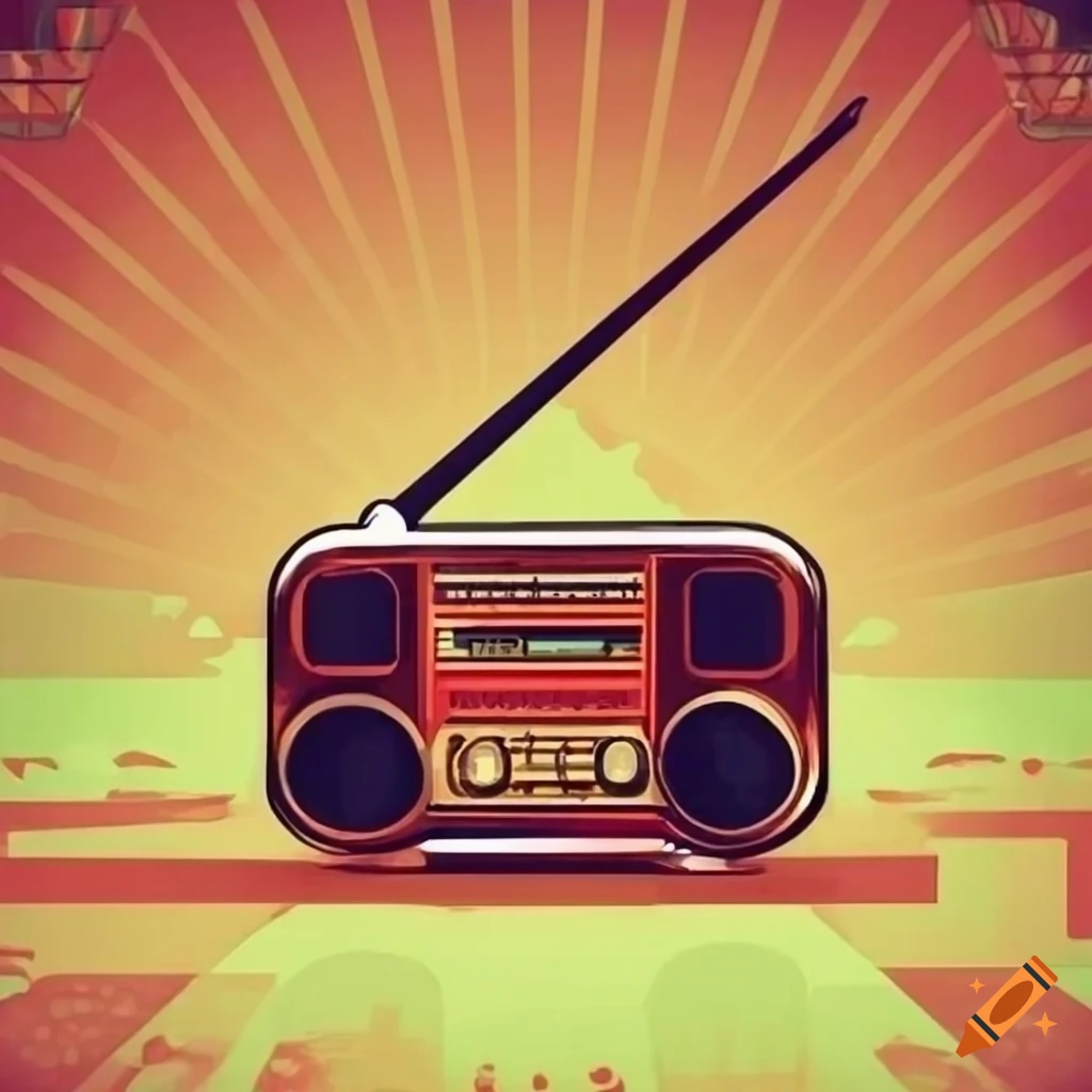 Vintage radio in retro art style
