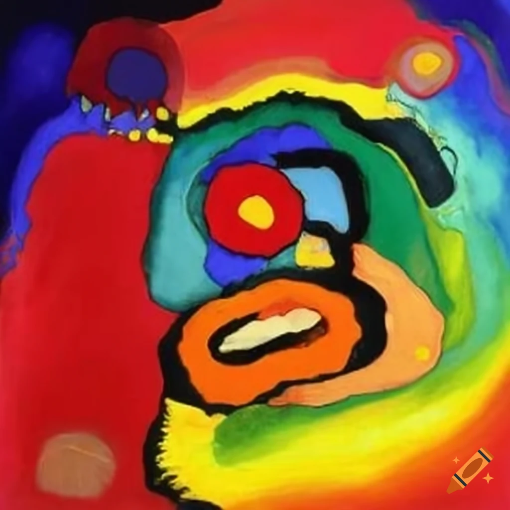 Vibrant colorful painting of a storm by Kandinsky and Karel Appel