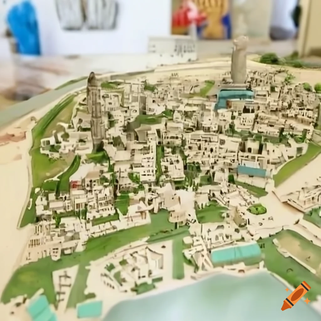 Miniature model of Gaza City's Rimal district
