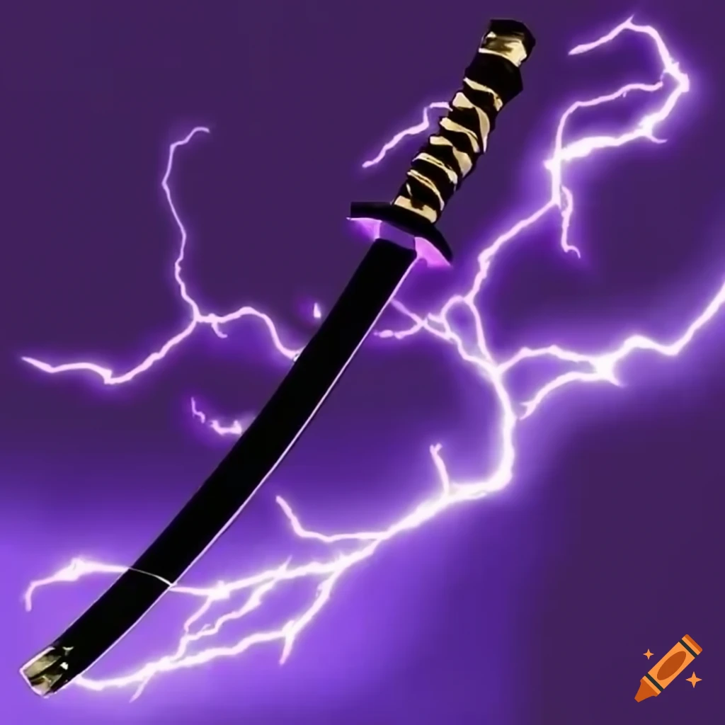 Sword with purple lightning control and modern katana design