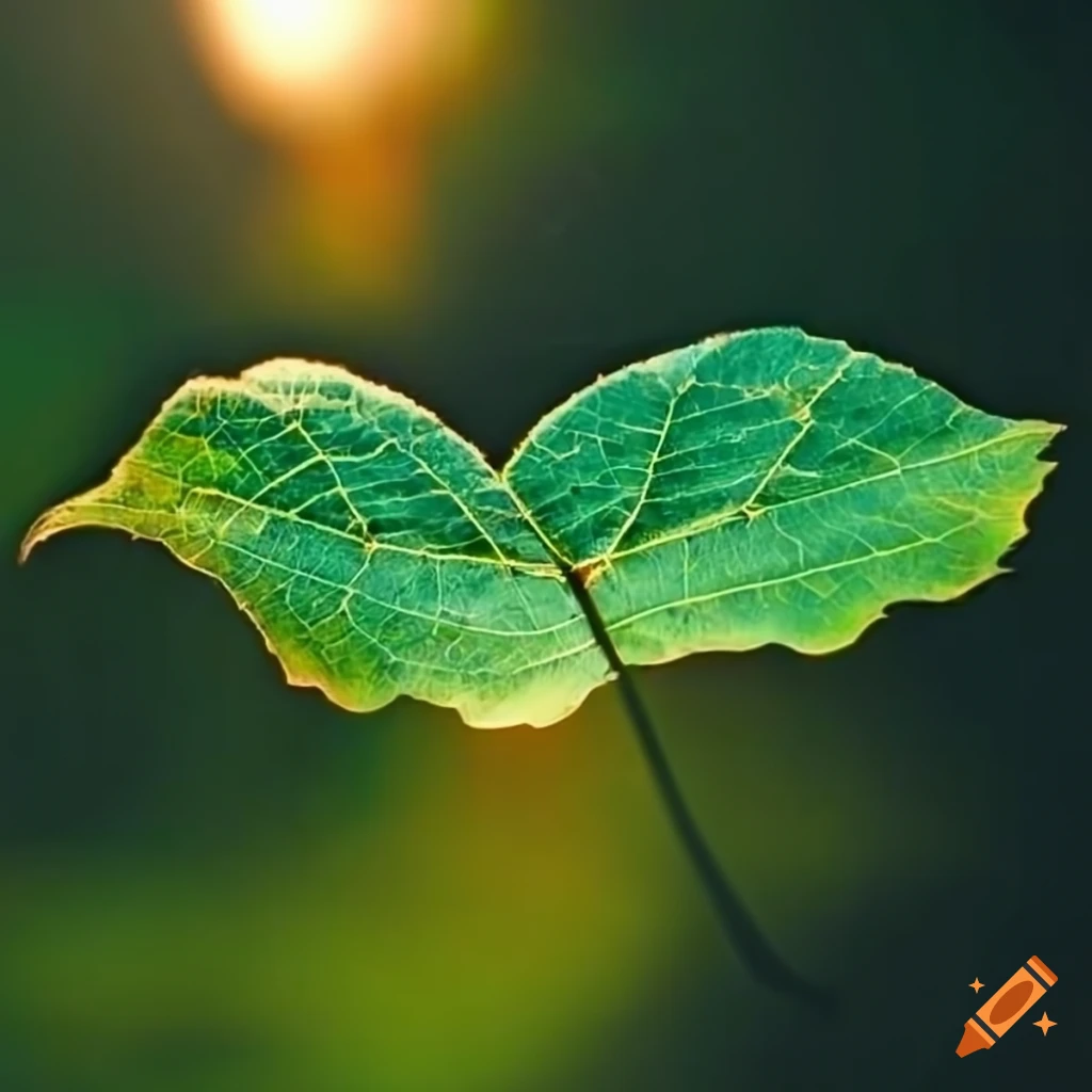 Light beams shining on a leaf