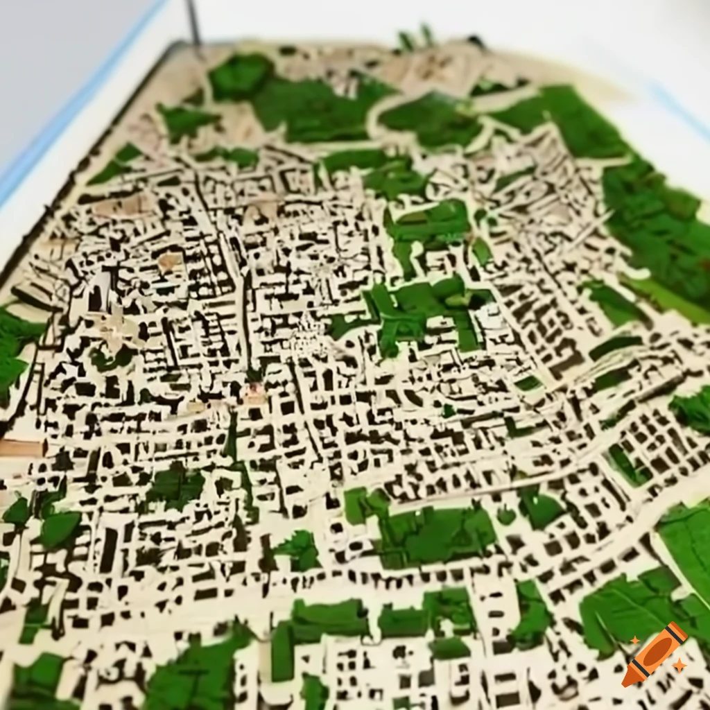 Miniature model of Gaza City's Rimal district