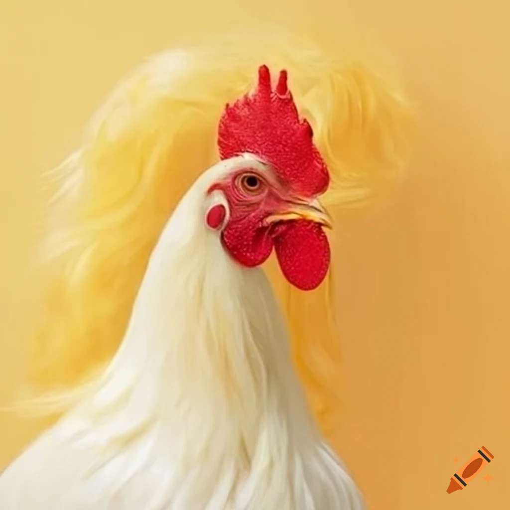 Blonde wig-wearing chicken