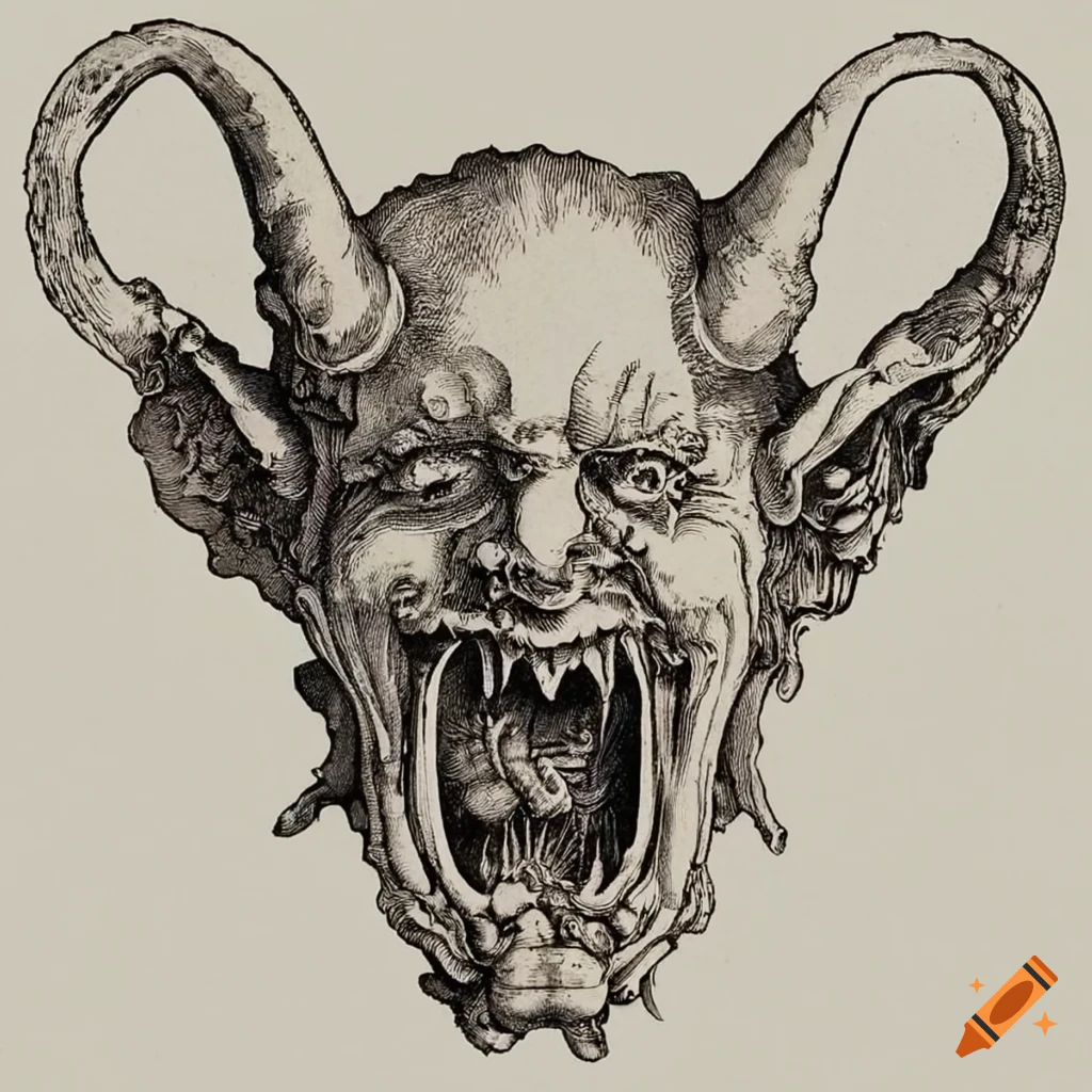 Grotesque demon engraving by Albrecht Durer