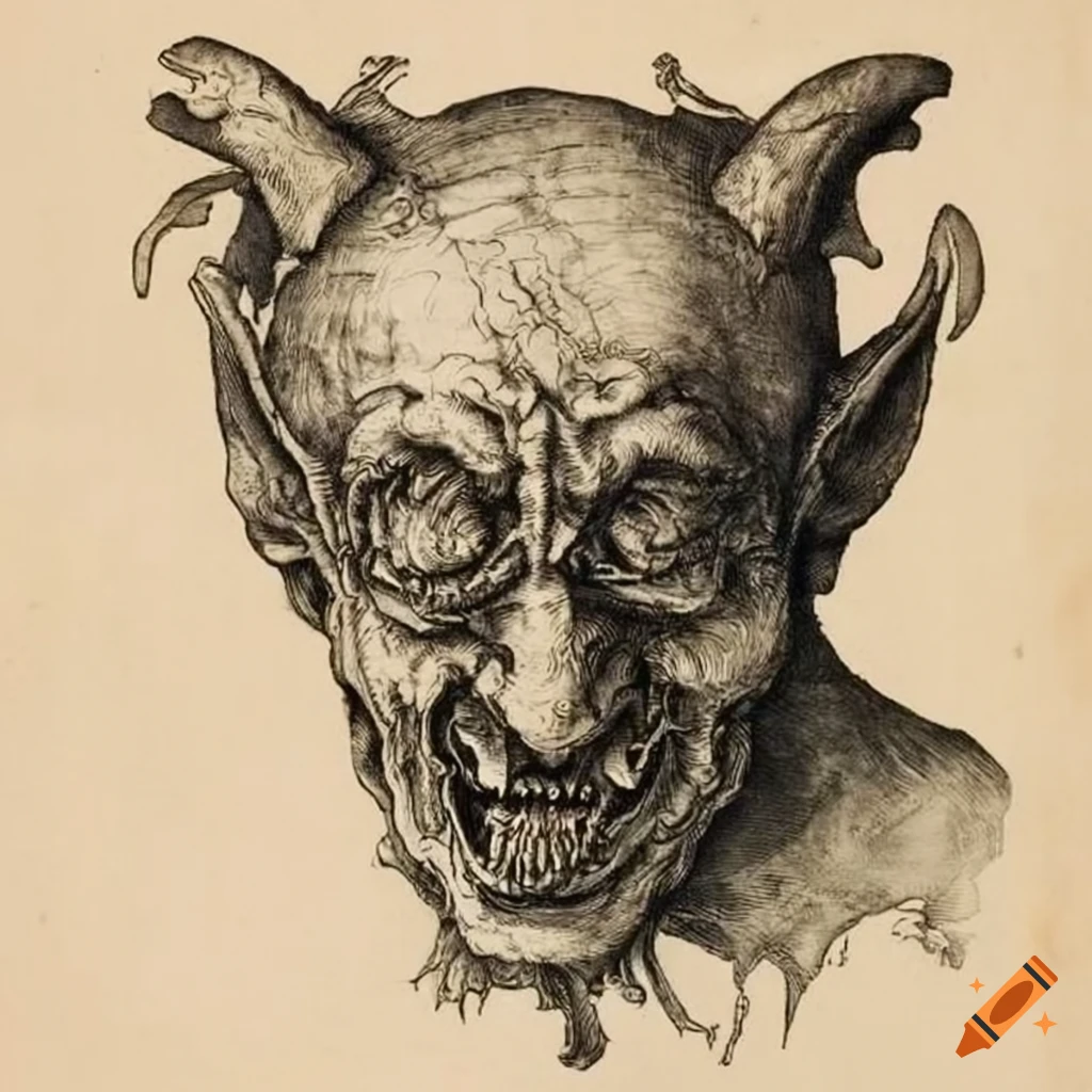 Grotesque devil engraving by Albrecht Durer