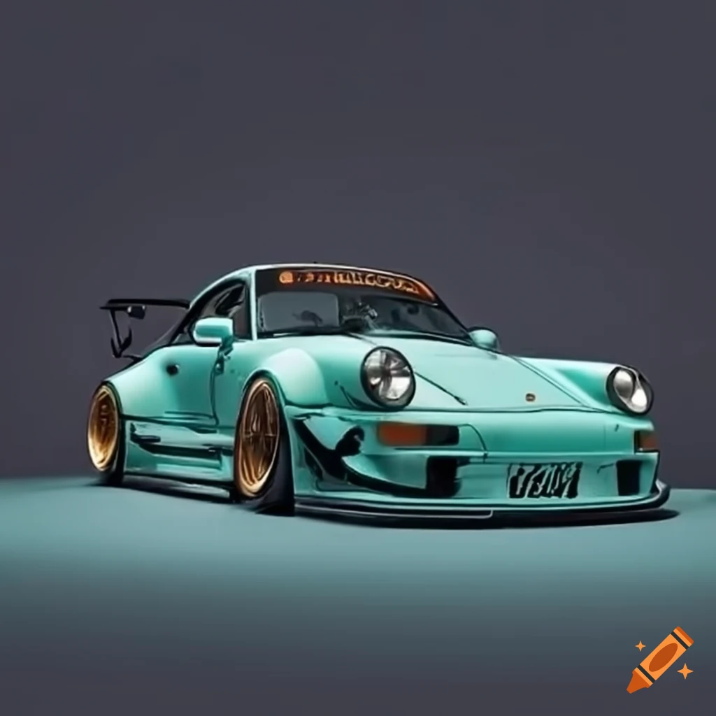 Porsche RWB with JNE INDUSTRIES text in the background