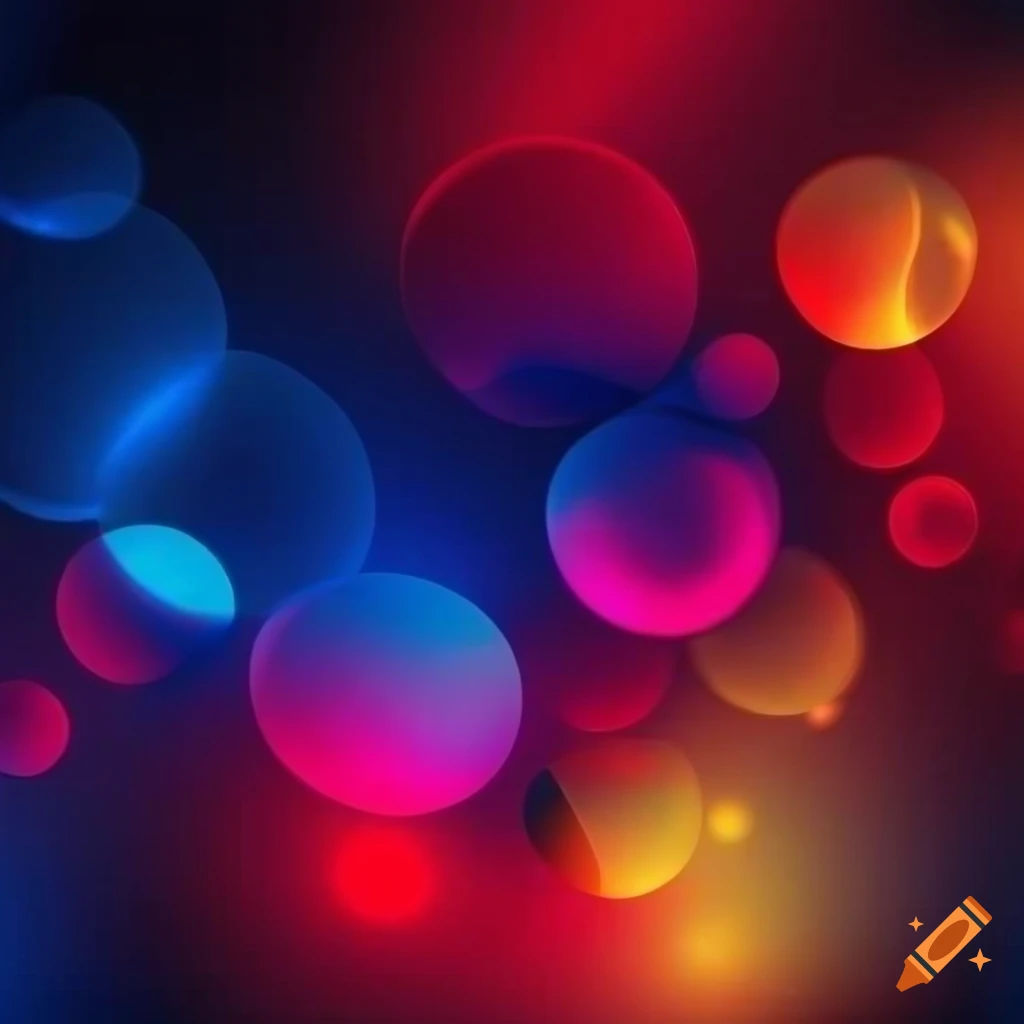 Abstract multicolored red and blue background with glowing bubbles