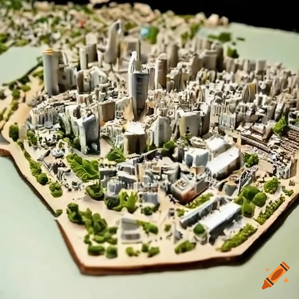 Miniature model of Gaza City's Rimal district