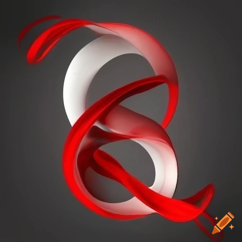 Abstract art with white, red, and black shapes