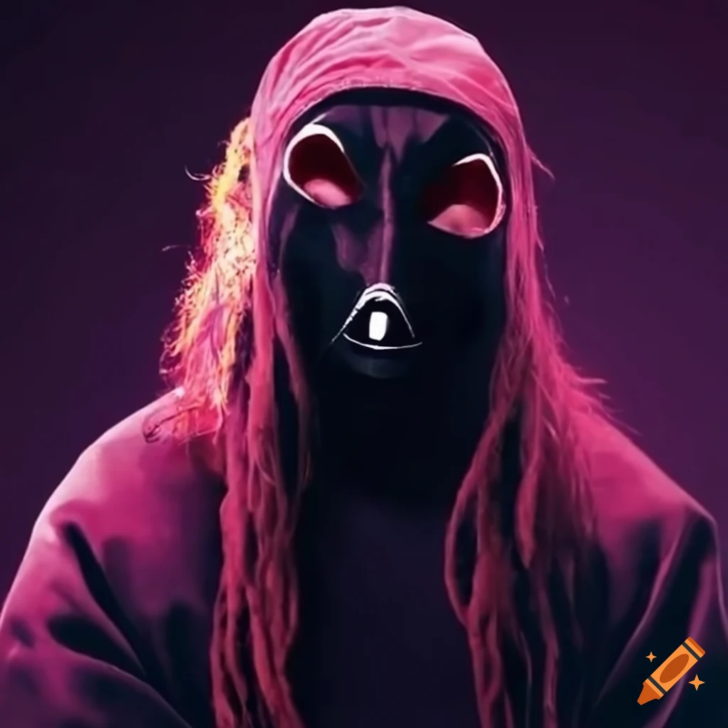 Masked rapper with long hair