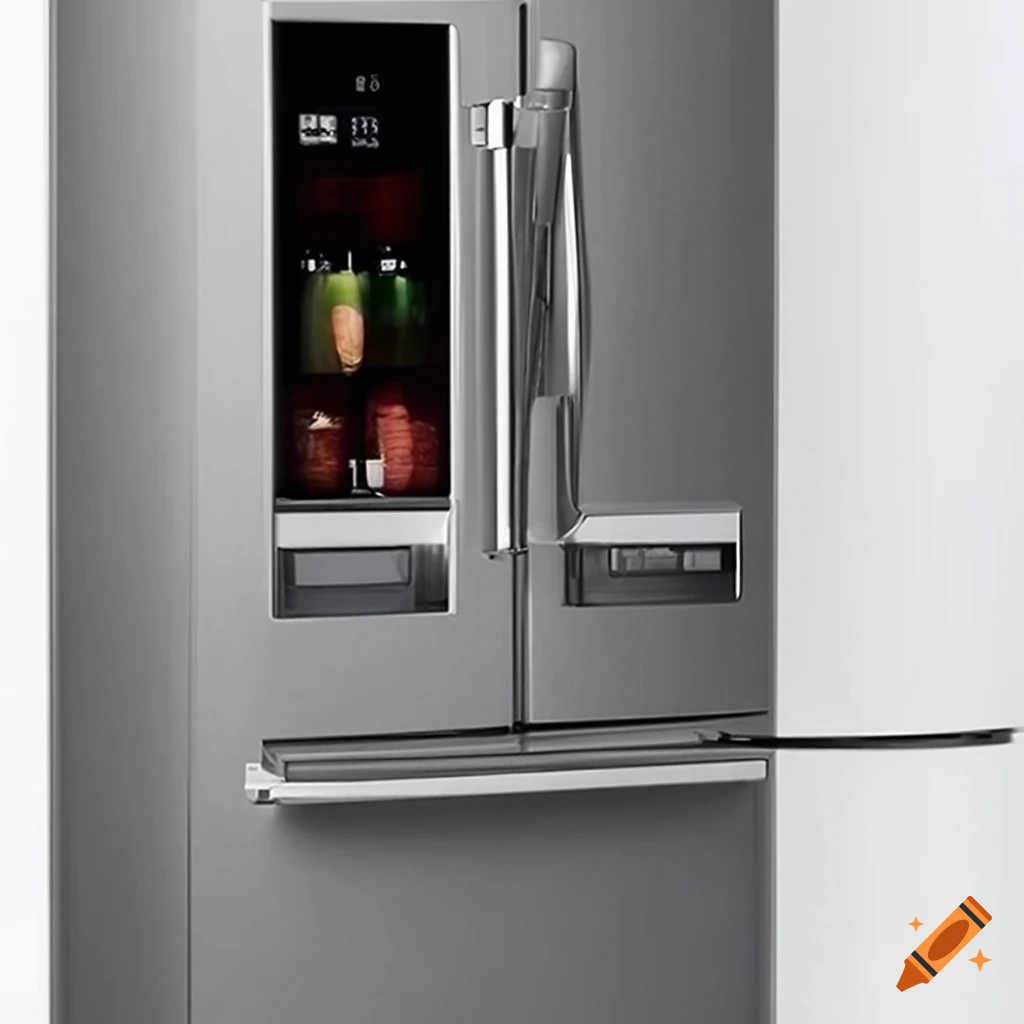 Modern sleek refrigerator with touchscreen display and minimalist design