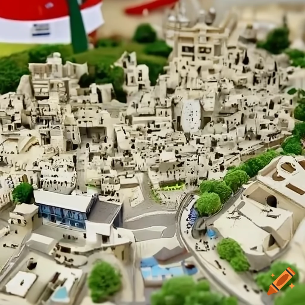 Miniature model of Gaza City's Rimal district