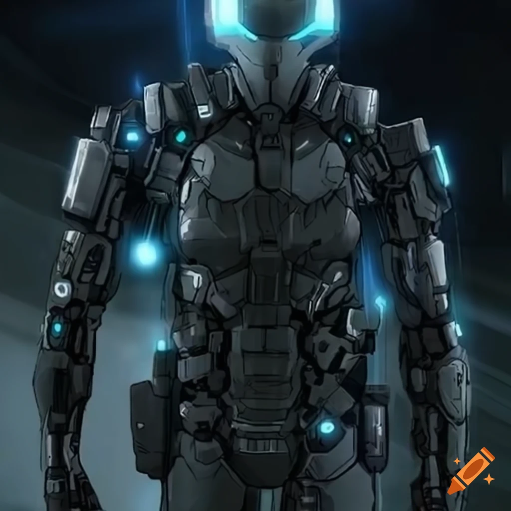 Anime futuristic cybernetic soldier