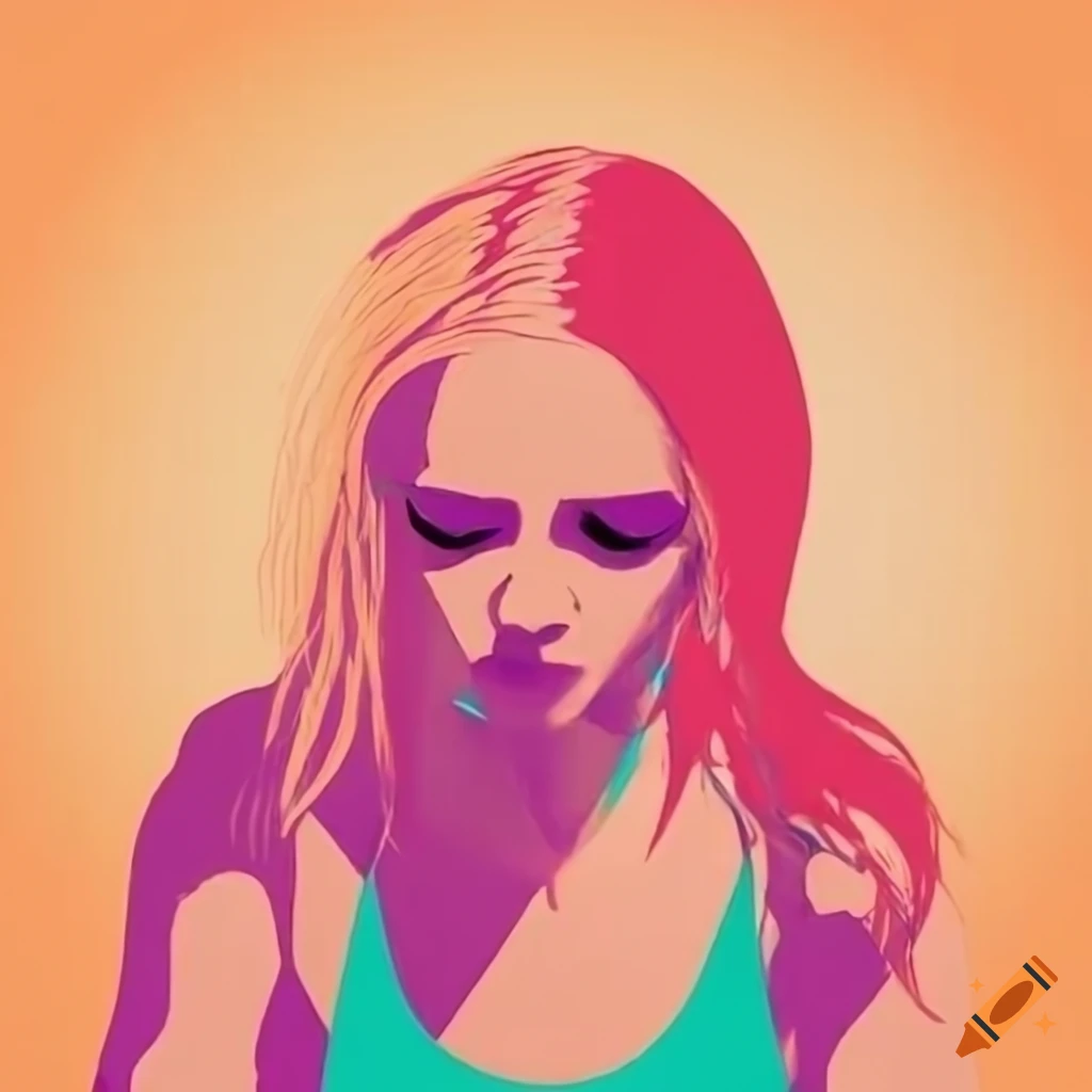 Summer vibes artwork with palm trees, sandy beaches, and pop art style named Zephyr