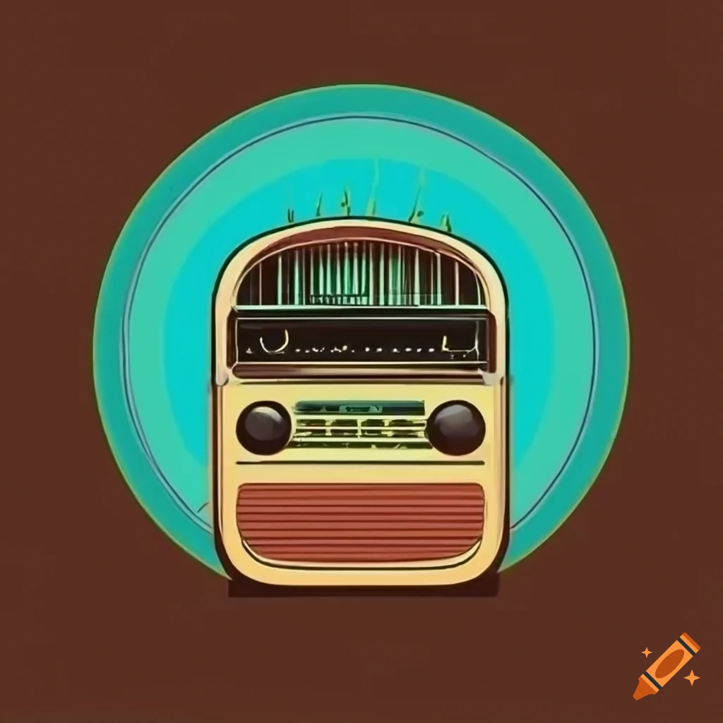 Vintage radio in retro art style