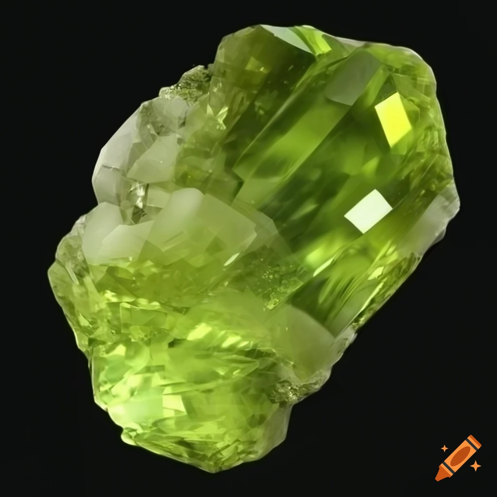 High definition peridot crystal on black background