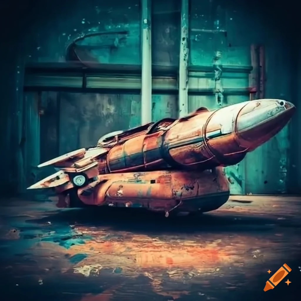 Scruffy personal spaceship in a vintage garage