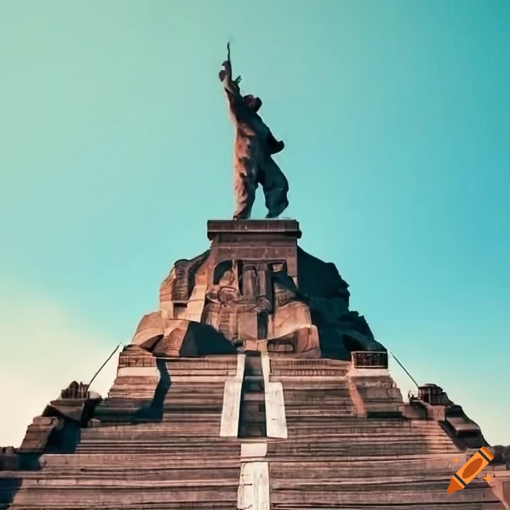 Seoraksan war monument with a man reaching his left arm