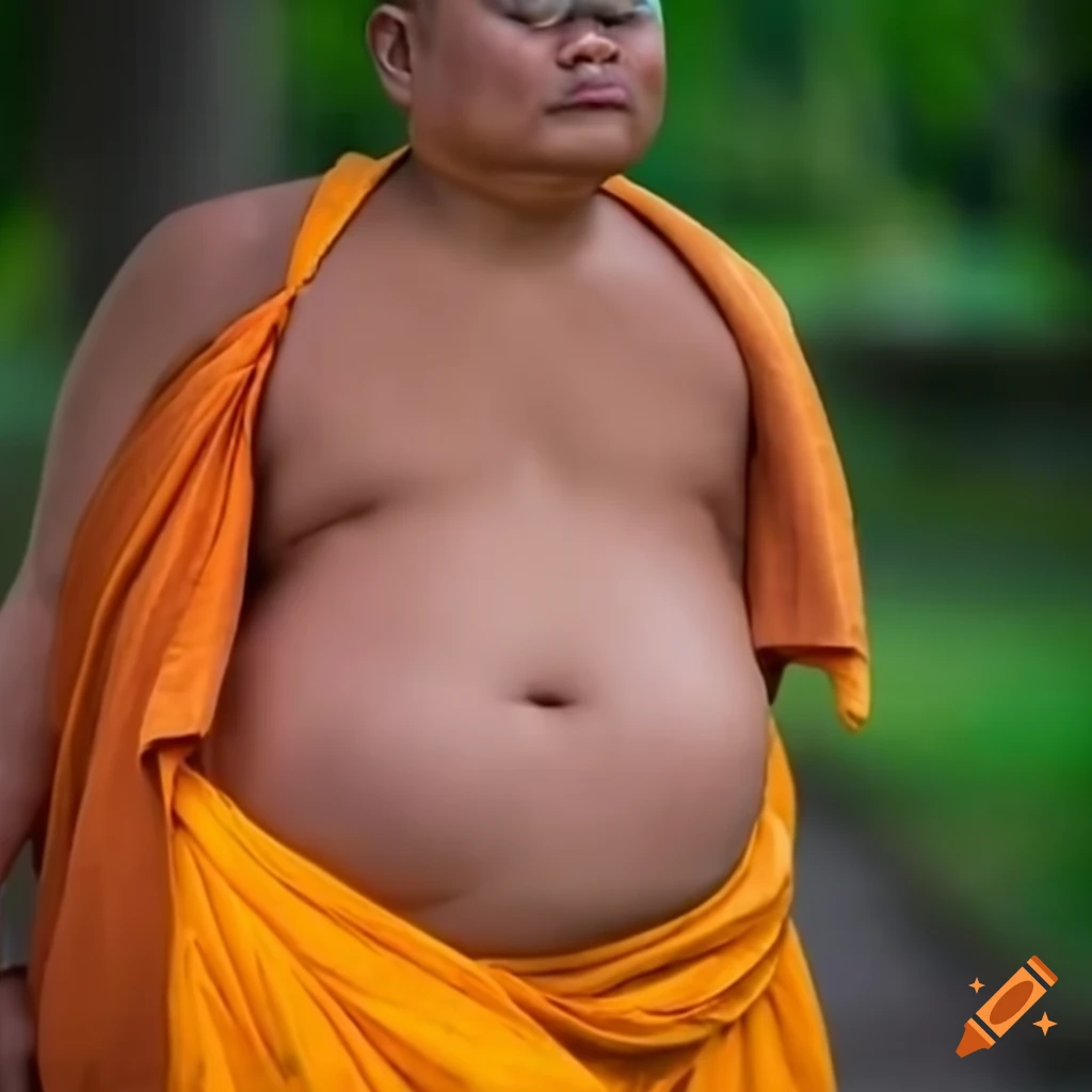 Buddhist monk showing belly button