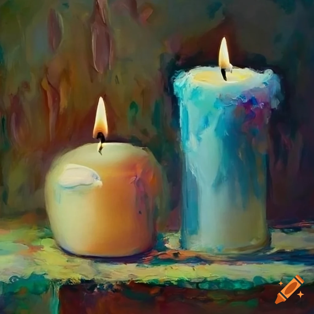 Impressionist candle still life painting