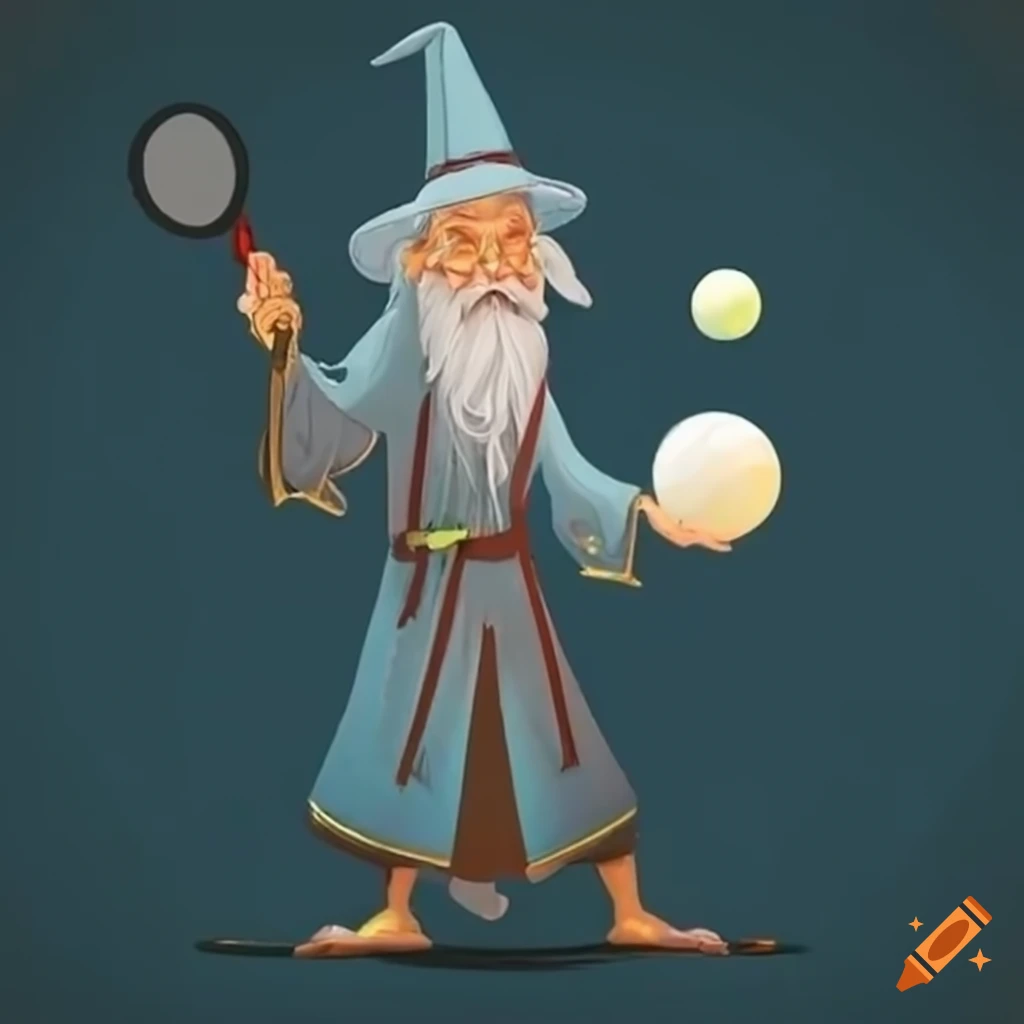 Wizard with a pickleball racquet and ball