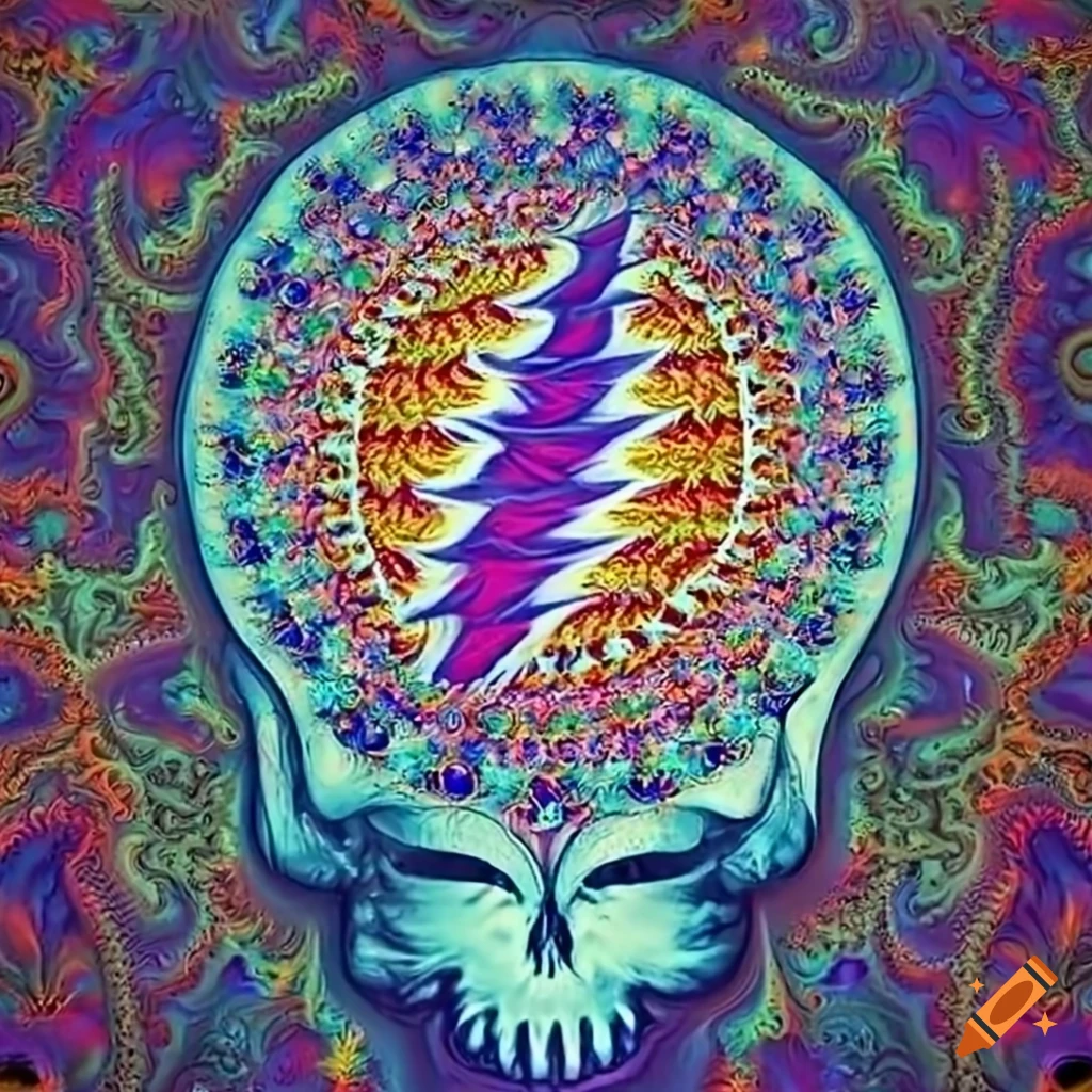 Colorful fractal art inspired by the Grateful Dead and 'Steal Your Face' logo