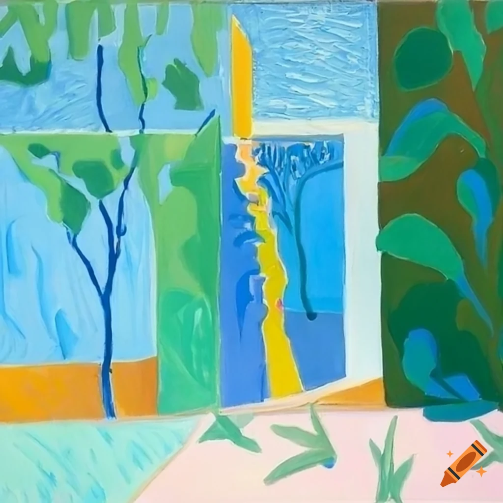 Special-shaped spatial structure inspired by David Hockney and Henri Matisse landscape painting