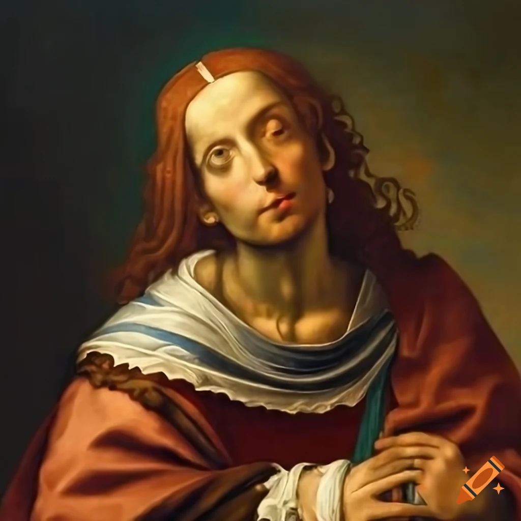 St. Roch examining a wound in deep contemplation in a renaissance masterpiece