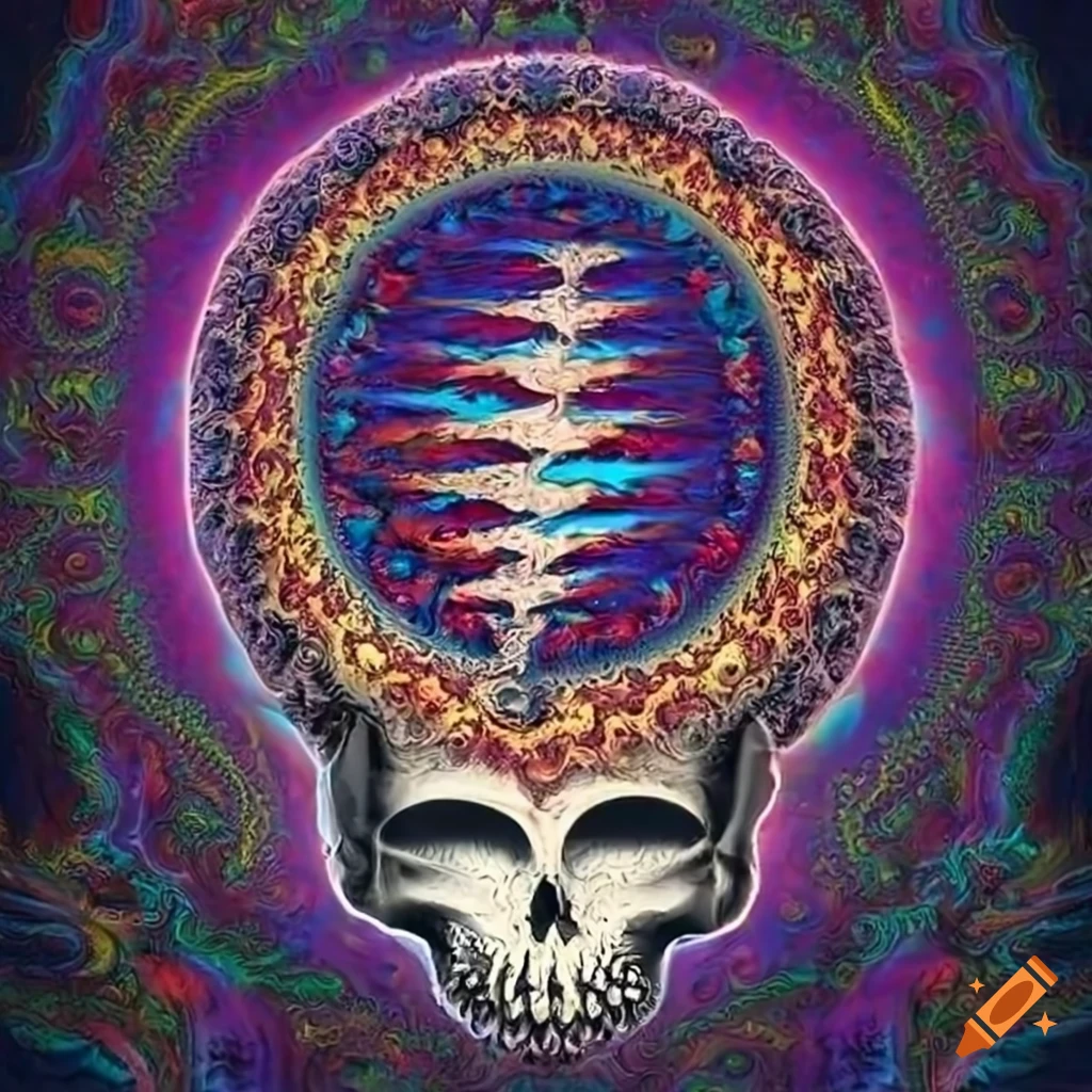 Colorful fractal art inspired by the Grateful Dead and 'Steal Your Face' logo