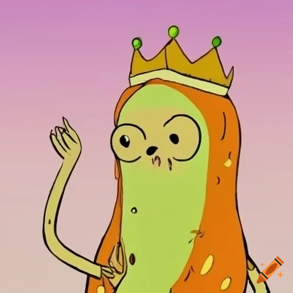 Princess Pickle with ginger hair and golden crown in Adventure Time style