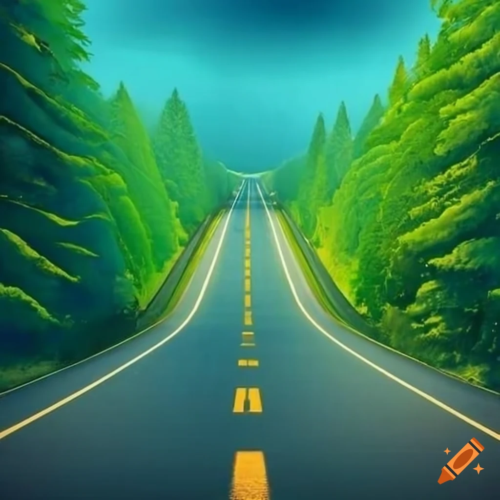 Artistic green highway view