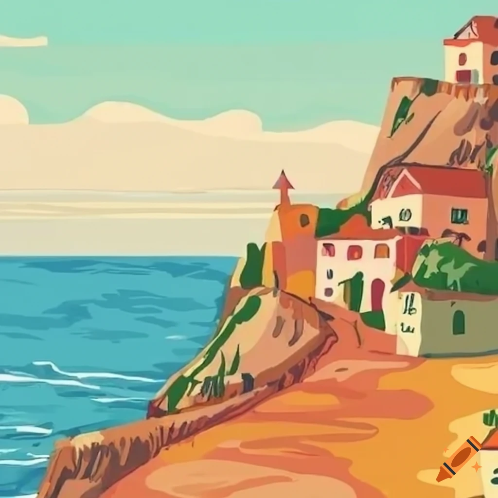 Charming boho village on a cliff by the sea
