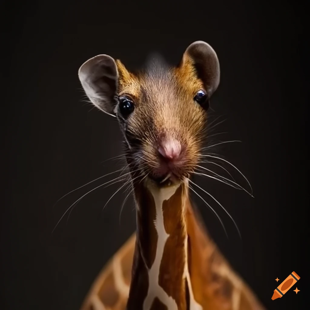 Creature with rat head and giraffe body in a naturalistic depiction