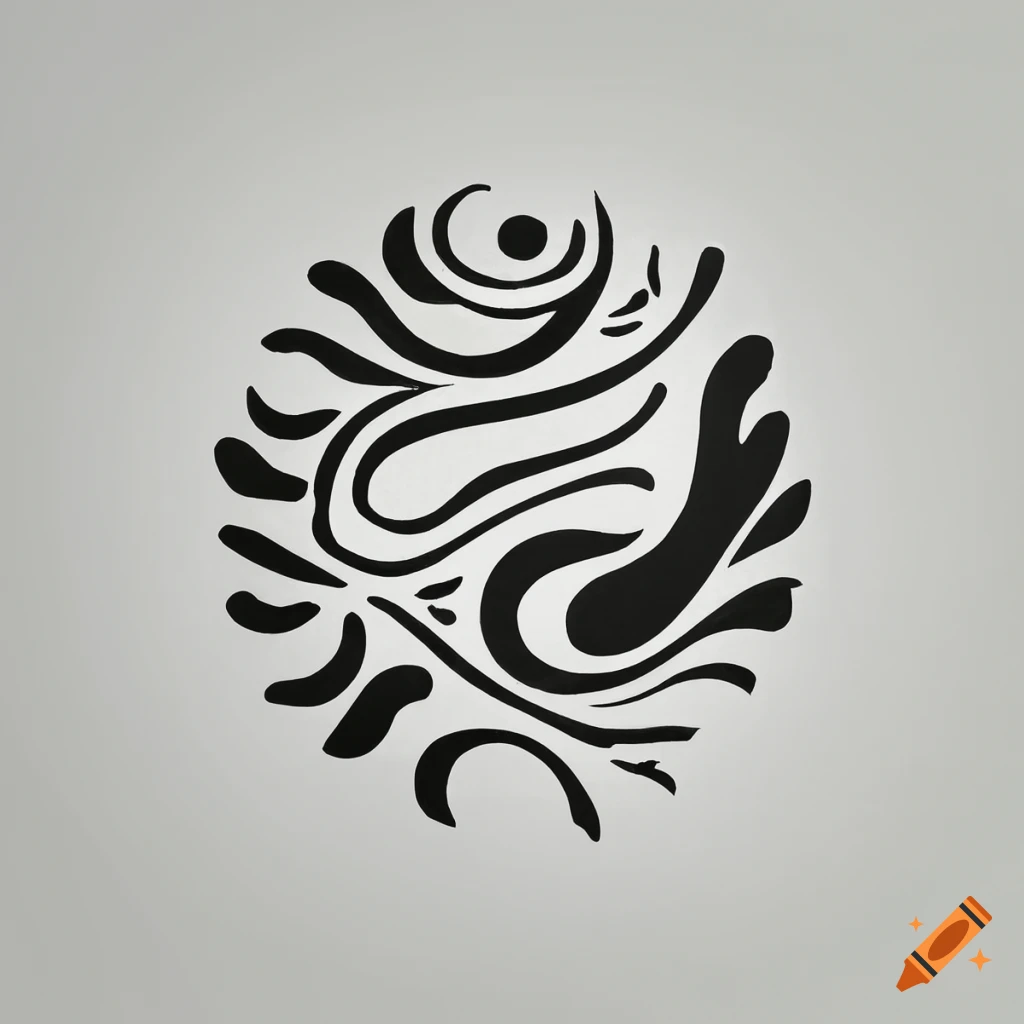 Boho and zen shapes tattoo stencil in black on white