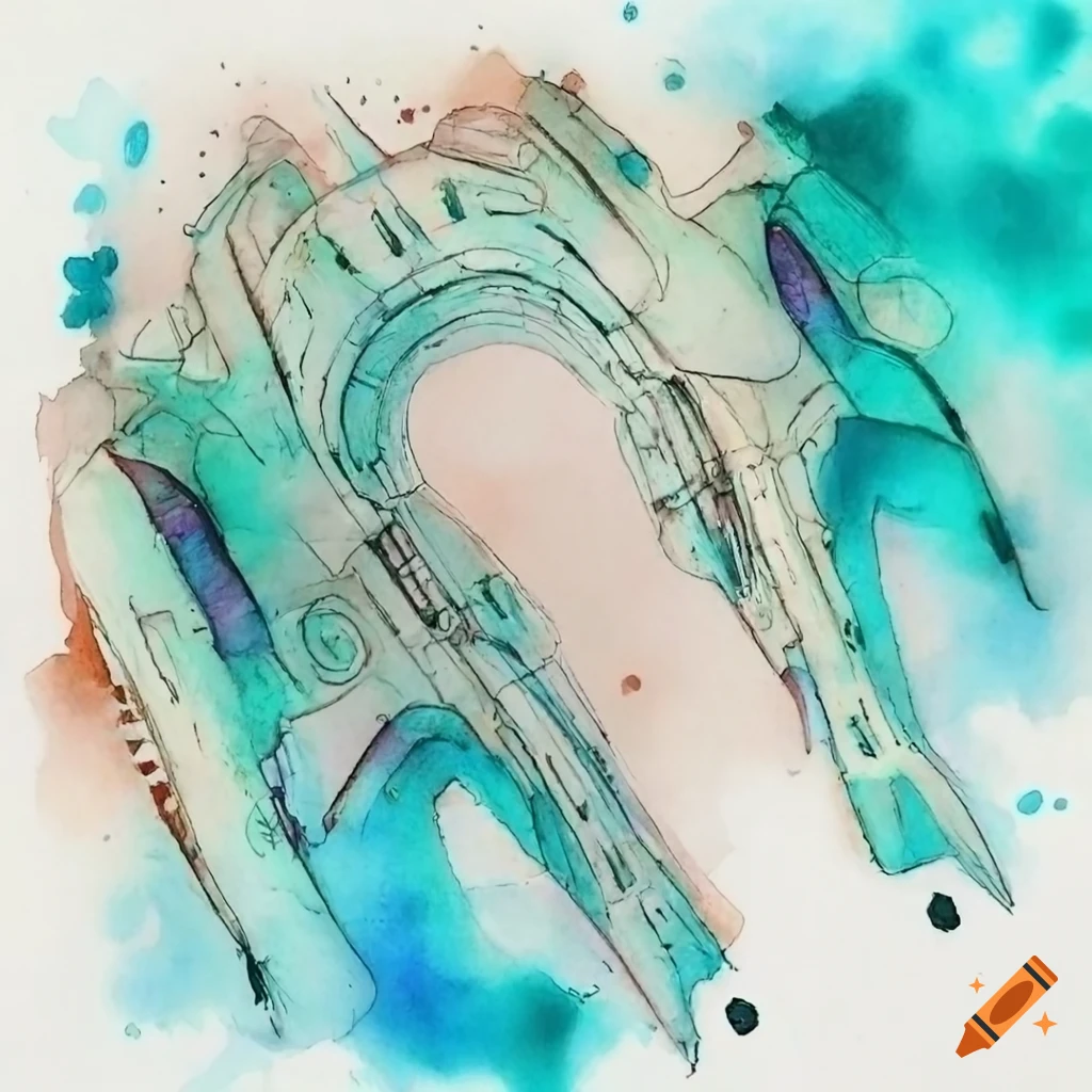 Futuristic spaceship inspired by sci-fi artists in light cyan hues