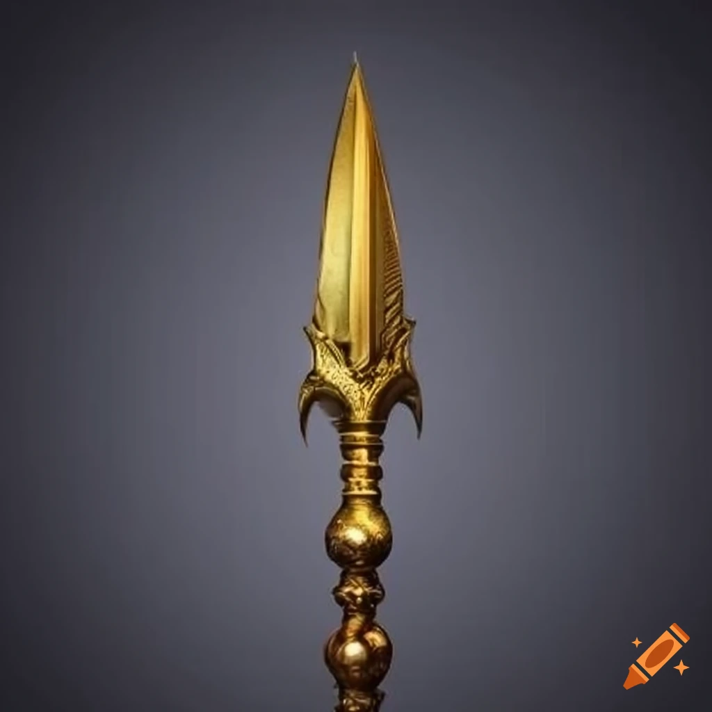 Golden spear with ornamental handle