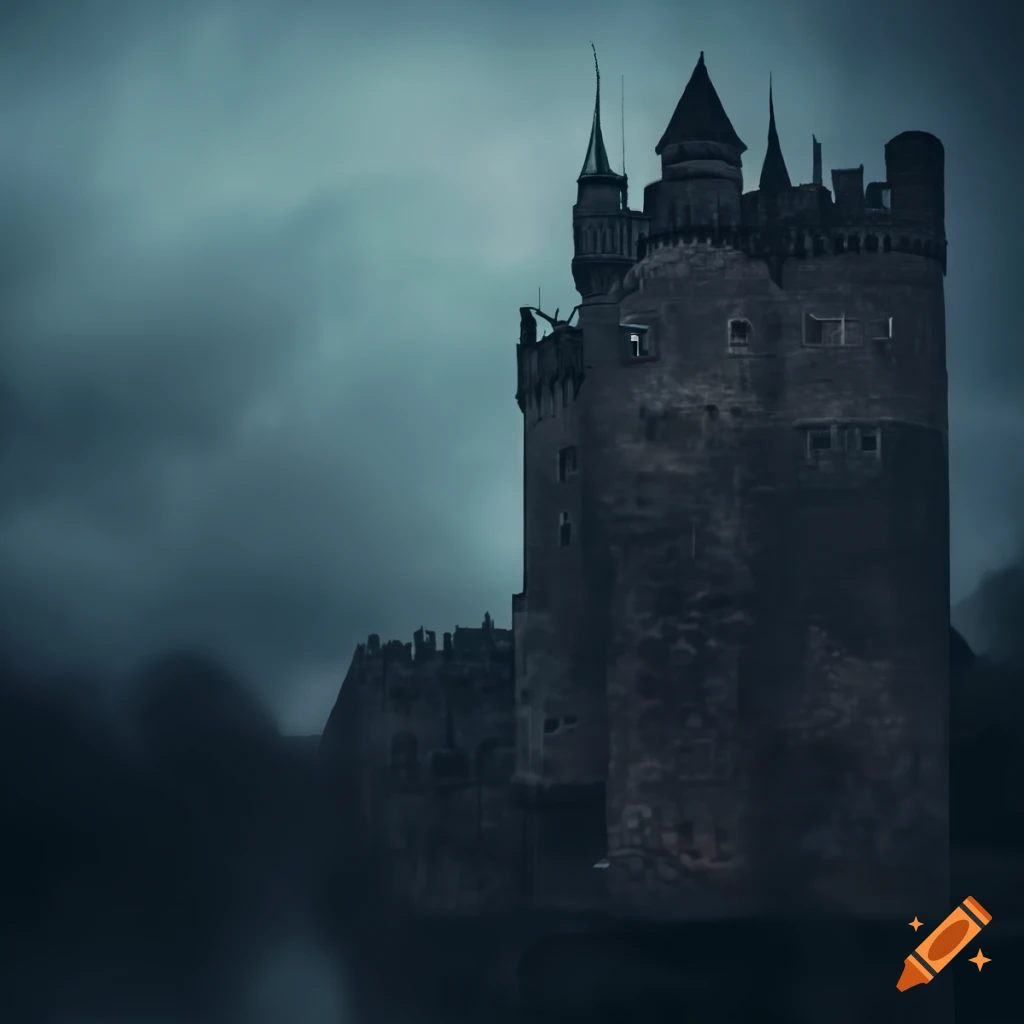 Storm clouds at the gates of a castle creating an ominous scene